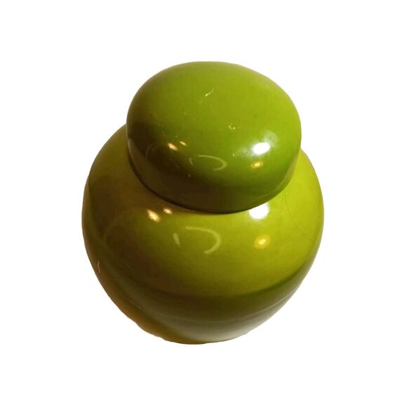 Vintage Holland Mold Ginger Jar MCM Avocado Green Handmade 6.5" Retro Decor Art - Picture 2 of 10